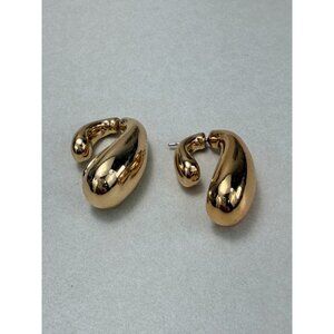 ZARA Gold Sculptural Statement Earrings Chunky Bold NWOT Modern